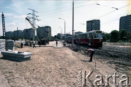 12.07.1987, Warszawa, Polska.
Budowa I linii metra prawdopodobnie przy stacji Wierzbno.
Fot. Edward Grochowicz, zbiory Ośrodka KARTA