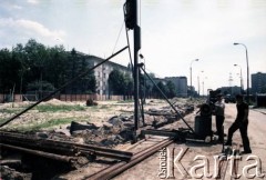 12.07.1987, Warszawa, Polska.
Budowa I linii metra wyduż al. Niepodległości.
Fot. Edward Grochowicz, zbiory Ośrodka KARTA