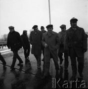 Lata 80., Warszawa, Polska.
Budowa I linii metra. Prawdopodobnie pracownicy Generalnej Dyrekcji Budowy Metra.
Fot. Edward Grochowicz, zbiory Ośrodka KARTA