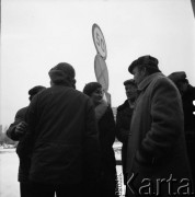 Lata 80., Warszawa, Polska.
Budowa I linii metra. Prawdopodobnie pracownicy Generalnej Dyrekcji Budowy Metra.
Fot. Edward Grochowicz, zbiory Ośrodka KARTA