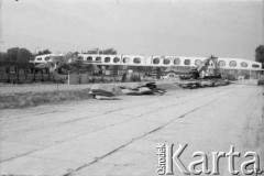 Lata 80., Warszawa, Polska.
Dźwignica na terenie budowy I linii metra.
Fot. Edward Grochowicz, zbiory Ośrodka KARTA