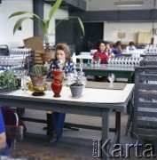 Prawdopodobnie lata 70., Krosno, Polska.
Krośnieńskie Huty Szkła. Pracownice zakładów wykonują ręczne dekoracje kieliszków
Fot. Edward Grochowicz, zbiory Ośrodka KARTA.