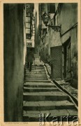 1900-1914, Warszawa, Królestwo Polskie, Cesarstwo Rosyjskie.
Ulica Kamienne Schodki na Starym Mieście. Z serii 