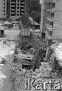 1990, Warszawa, Polska.
Zawalony żuraw budowlany przy ul. Gwiaździstej.
Fot. Artur Polit, zbiory Fundacji Ośrodka KARTA