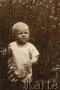 Druga połowa lat 30., prawdopodobnie okolice Drohiczyna, Polska.
Chłopiec o imieniu Jan, krewny Zofii Ślimak (potem Michalski).
Fot. NN, udostępnili Zofia i Julian Michalski, zbiory Ośrodka KARTA
