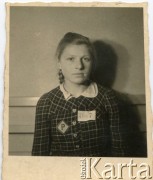 1944-1945, III Rzesza Niemiecka.
Weronika Pawłowska, siostra Jana Pawłowskiego, wywieziona z Polski na roboty przymusowe.
Fot. NN, udostępnili Barbara i Jan Pawłowscy, zbiory Ośrodka KARTA