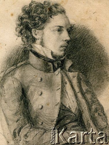 Józef Kościałkowski, lekarz, działacz społeczny, uczestnik powstania styczniowego, ojciec profesora Stanisława Kościałkowskiego. Kopia rysunku wykonanego w 1858 roku w Wilnie.
Fot. NN, udostępnili Ewa i Stefan Petrusewiczowie, zbiory Ośrodka KARTA