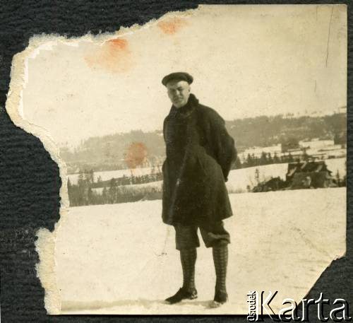 Lata 20., Rzeczpospolita Polska.
Piotr Zajączkowski, ojciec Larysy, podczas pobytu w górach.
Fot. NN, kolekcja Larysy Zajączkowskiej-Mitznerowej, zbiory Ośrodka KARTA