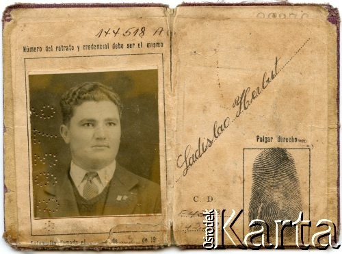 Pierwszy argentyński dokument tożsamości Władysława Herbuta, wydany 15 września 1951 r. w Resistencia (stolicy prowincji Chaco).
Fot. NN, zbiory Władysława Herbuta, reprodukcje cyfrowe w Bibliotece Polskiej im. Ignacego Domeyki w Buenos Aires (Biblioteca Polaca Ignacio Domeyko) i w Ośrodku KARTA w Warszawie.