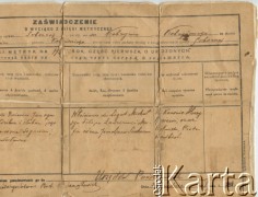 27.12.1928, Polska.
Zaświadczenie o wyciągu księgi metrykalnej. 
Fot. NN, zbiory rodziny Krassowskich, reprodukcje cyfrowe w Bibliotece Polskiej im. Ignacego Domeyki w Buenos Aires (Biblioteca Polaca Ignacio Domeyko) i w Ośrodku KARTA w Warszawie.