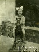 1939, Lwów, Polska.
Krystyna Angielska na koniu na biegunach.
Fot. NN, zbiory Archiwum Historii Mówionej Ośrodka KARTA i Domu Spotkań z Historią, udostępniła Krystyna Angielska w ramach projektu 