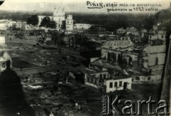 Ok. 1921, Pińsk, woj. poleskie, Polska.
Część miasta zniszczona pożarem.
Fot. NN, zbiory Archiwum Historii Mówionej Ośrodka KARTA i Domu Spotkań z Historią, udostępniła Albina Smołko w ramach projektu 