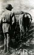 1920-1939, Polesie, Polska.
Chłop na roli.
Fot. NN, zbiory Archiwum Historii Mówionej Ośrodka KARTA i Domu Spotkań z Historią, udostępniła Albina Smołko w ramach projektu 