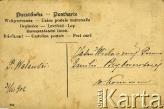 1906, brak miejsca.
Rewers karty pocztowej o sygnaturze AHM_PnW_0766_0002_0009a:
Karta pocztowa z okazji Wielkanocy autorstwa Paulina Gardzielewskiego z napisem 