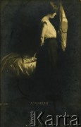 1910, brak miejsca.
Karta pocztowa z personifikacją Melancholii. Na odwrocie życzenia wielkanocne 