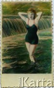 1948, Buczacz, Ukraińska SRR, ZSRR.
Halina Wiśniewska (zdjęcie czarno-białe kolorowane przez autorkę; pracowała w atelier fotograficznym).
Fot. NN, zbiory Archiwum Historii Mówionej Ośrodka KARTA i Domu Spotkań z Historią, udostępniła Halina Wiśniewska w ramach projektu 