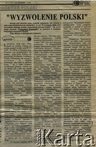 13.04.2000, Łotwa.
Artykuł Kazimierza Rudzita w Dodatku Polskim.
Fot. NN, zbiory Archiwum Historii Mówionej Ośrodka KARTA i Domu Spotkań z Historią, udostępnił Kazimierz Rudzit w ramach projektu 