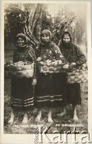 1935, Polesie.
Kobety po grzybobraniu.
Fot. NN, zbiory Archiwum Historii Mówionej Ośrodka KARTA i Domu Spotkań z Historią, udostępniła Ludwika Pawlak w ramach projektu 