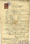 10.12.1910, Lwów, Polska.
Certyfikat. Feldfebel (sierżant) Michał Nagrodzki.
Zbiory Archiwum Historii Mówionej Ośrodka KARTA i Domu Spotkań z Historią, udostępnił Włodzimierz Cependa w ramach projektu 