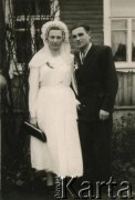 1958, Iwieniec, Białoruska SRR, ZSRR.
Fotografia ślubna Weroniki i Bronisława Kwacz.
Fot. NN, zbiory Archiwum Historii Mówionej Ośrodka KARTA i Domu Spotkań z Historią, udostępniła Weronika Kwacz w ramach projektu 