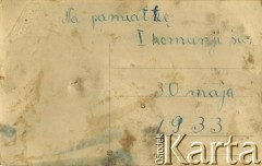 30.05.1933, Tarnopol, Polska.
Rewers odbitki fotograficznej o sygnaturze AHM_PnW_1514_0002_0013a
Podpis: 