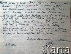 1.06.2000, Kowno, Litwa.
Wspomnienia o rodzinie Mickiewiczów autorstwa Janiny Michniewiczówny-Mickiewiczowej. (3/3)
Fot. NN, zbiory Archiwum Historii Mówionej Ośrodka KARTA i Domu Spotkań z Historią, udostępniła Izabela Mickiewicz w ramach projektu 