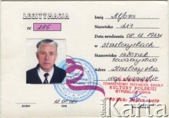 12.01.2008, Strzelczyska, Ukraina.
Legitymacja Alfonsa Lisa, świadcząca o przynależności do Towarzystwa Przyjaciół Szkoły Kultury Polskiej w Strzelczyskach (str. 1/2).
Fot. NN, zbiory Archiwum Historii Mówionej Ośrodka KARTA i Domu Spotkań z Historią, udostępnił Alfons Lis w ramach projektu 