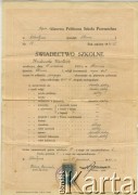 21.12.1934, Albertyna (Słonim), woj. nowogródzkie, Polska.
Świadectwo szkolne Wacławy Krukowskiej, uczennicy 5-klasowej Publicznej Szkoły Powszechnej.
Zbiory Archiwum Historii Mówionej Ośrodka KARTA i Domu Spotkań z Historią, udostępniła Wacława Jefrenienko w ramach projektu 