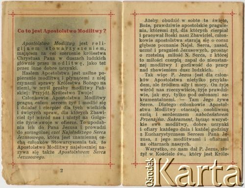 13.10.1935, Albertyn (Słonim), Polska.
Karta wpisowa do Apostolstwa Serca Jezusowego Bronisławy Krukowskiej, matki Wacławy Jefrenienko.
Fot. NN, zbiory Archiwum Historii Mówionej Ośrodka KARTA i Domu Spotkań z Historią, udostępniła Wacława Jefrenienko w ramach projektu 