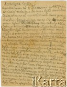 Brak daty, brak miejsca.
Wspomnienia Leokadii Woronko z d. Brancewicz, strona 1/5.
Fot. NN, zbiory Archiwum Historii Mówionej Ośrodka KARTA i Domu Spotkań z Historią, udostępniła Leokadia Woronko w ramach projektu 