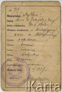 8.06.1937, Podbrodzie, woj. wileńskie, Polska.
Dowód osobisty Anny Szylkin z d. Polita, matki Stanisława Szylkina, strona 2/4.
Fot. NN, zbiory Archiwum Historii Mówionej Ośrodka KARTA i Domu Spotkań z Historią, udostępnił Stanisław Szylkin w ramach projektu 