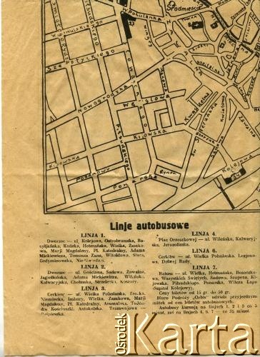 12.05.1936, Wilno, Polska.
Plan miasta, cz. 3/3.
Fot. NN, zbiory Archiwum Historii Mówionej Ośrodka KARTA i Domu Spotkań z Historią, udostępniła Ludwika Januszkiewicz w ramach projektu 