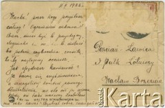 11.02.1922, Polska.
Karta pocztowa adresowana do Wacława Brzeziny, sierżanta pilota 3 Pułku Lotniczego w Poznaniu, strona 1/2.
Fot. NN, zbiory Archiwum Historii Mówionej Ośrodka KARTA i Domu Spotkań z Historią, udostępniła Maria Magalińska w ramach projektu 