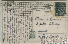 14.10.1921, Łódź, Polska.
Karta pocztowa adresowana do Wacława Brzeziny, sierżanta pilota w 3 Pułku Lotnicznym w Poznaniu.
Fot. NN, zbiory Archiwum Historii Mówionej Ośrodka KARTA i Domu Spotkań z Historią, udostępniła Maria Magalińska w ramach projektu 
