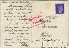 20.12.1942, Dietrichsdorf, Rzesza Niemiecka.
Karta pocztowa Mieczysława Brzeziny do matki, Marii Brzezina, zamieszkałej w Wilnie.
Fot. NN, zbiory Archiwum Historii Mówionej Ośrodka KARTA i Domu Spotkań z Historią, udostępniła Maria Magalińska w ramach projektu 