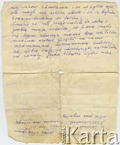 Lata 40., brak miejsca.
List z archiwum rodzinnego Marii Magalińskiej, str. 2/2.
Fot. NN, zbiory Archiwum Historii Mówionej Ośrodka KARTA i Domu Spotkań z Historią, udostępniła Maria Magalińska w ramach projektu 
