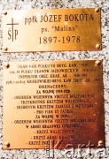 Po 1978, Cmentarz Wojskowy na Powązkach, Warszawa, Polska.
Tablica na grobie ppłk Józefa Bokoty.
Fot. NN, zbiory Archiwum Historii Mówionej Ośrodka KARTA i Domu Spotkań z Historią, udostępnił Stanisław Bokota w ramach projektu 