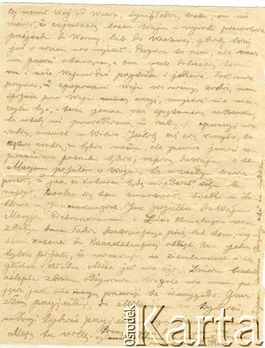 10.06.1942, Warszawa, Generalne Gubernatorstwo.
List od Filipa Żurkowskiego do Anzelma Iwaszkiewicza. Strona 2/2.
Sprawy rodzinne - śmierć małżonki Anzelma Iwaszkiewicza.
Zbiory Archiwum Historii Mówionej Ośrodka KARTA i Domu Spotkań z Historią, udostępnił Anzelm Iwaszkiewicz w ramach projektu 