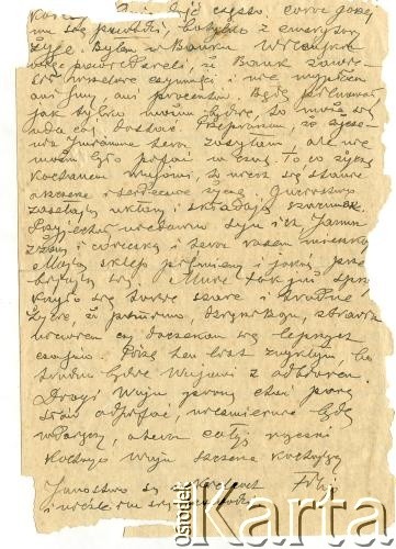 21.04.1942, Warszawa, Generalne Gubernatorstwo.
List od Filipa Żurkowskiego do Anzelma Iwaszkiewicza. Strona 2/2.
Zbiory Archiwum Historii Mówionej Ośrodka KARTA i Domu Spotkań z Historią, udostępnił Anzelm Iwaszkiewicz w ramach projektu 