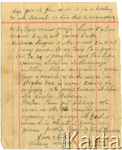 9.03.1942, Mizocz, Ukraina
List od Józefa Stankiewicza do Anzelma Iwaszkiewicza. Strona 2/2.
Zbiory Archiwum Historii Mówionej Ośrodka KARTA i Domu Spotkań z Historią, udostępnił Anzelm Iwaszkiewicz w ramach projektu 