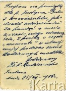 25.12.1956, Szarkowszczyzna, Białoruska SRR, ZSRR.
Justyna Buko. Ksiądz Kazimierz Radziszewski (1904-1978). Zdjęcie z dedykacją.
Fot. NN, zbiory Archiwum Historii Mówionej Ośrodka KARTA i Domu Spotkań z Historią w ramach projektu 