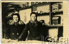 Lata 50./60., brak miejsca.
Dwie kobiety za ladą w sklepie.
Fot. NN, zbiory Archiwum Historii Mówionej Ośrodka KARTA i Domu Spotkań z Historią, udostępniła Anna Wołkowa w ramach projektu 